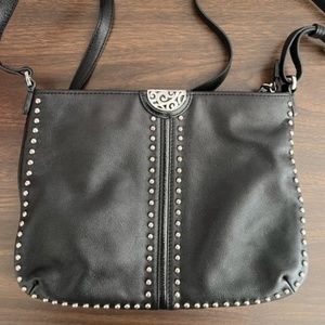 BRIGHTON "Pretty Tough" Black Pebbled Leather Crossbody Bag